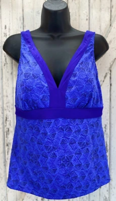 Top Tankini de natación LL Bean azul marino triángulo correa ajustable talla 16 regular Foto 1 de 4