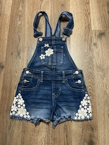 Jordache Overalls, Girls Size XS, Blue, Denim, Floral Embroidered - Picture 1 of 11