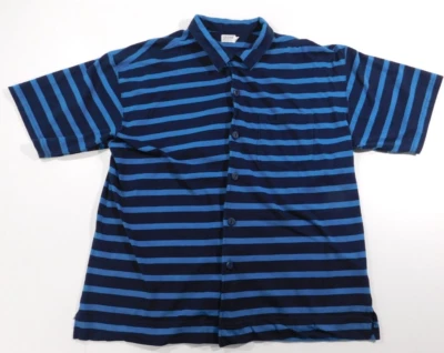 Vintage GUESS Short Sleeve Blue Striped Shirt Men's XL Soft Button Made in USA - Image 1 of 4