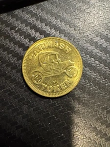 Vintage Car Wash Token - Brass - Classic Car Design - NO CASH VALUE - Picture 1 of 2