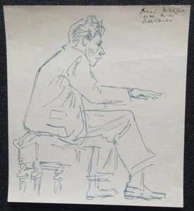 Werner Knoth Original Zeichnung Tinte Jazz Pianist betitelt Unikat  - Picture 1 of 1
