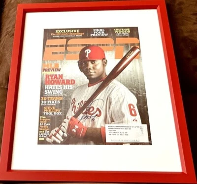 Ryan Howard signed autographed auto Phillies 2007 ESPN Magazine cover framed JSA - Image 1 of 2