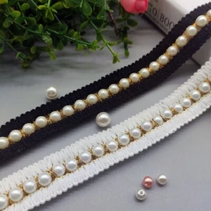 Central Pearl Beaded Braid Trim Ribbon Edging Craft Sewing Home Deco Hat Bag - Picture 1 of 10