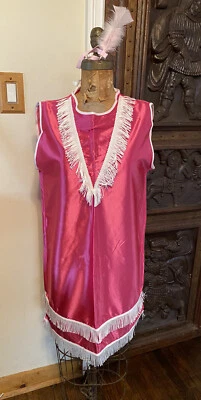 Винтажный Flapper платье костюм розовый 1920-х Гэтсби бахрома средний сделано в США - Изображение 1 из 4