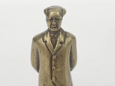 Latón Líder Chino PRESIDENTE MAO Estatua Coleccionable Mini 2" Estatua Figura Foto 1 de 4