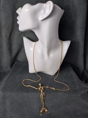 Vivienne Westwood Large Gold Skeleton Mermaid Pendant Long Chain Necklace - Image 1 of 4