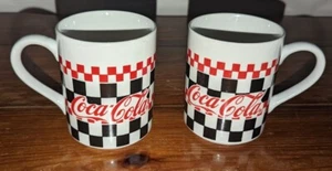 VTG/ 1998 Gibson Coca Cola Checkerboard Coffee Mugs, Set Of 2 - Picture 1 of 4