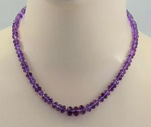 Amethyst Kette - facettierte lila Amethyst Rondelle in 46 cm Länge - Picture 1 of 2