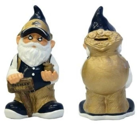 Milwaukee Brewers 10" Coin Bank Garden Gnome [NEW] MLB Mascot Yard Figure Money Cover