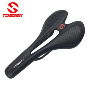 TOSEEK Carbon Leather EVA Road Racing MTB Bike Bicycle Hollow Seat Saddle 135g - Picture 1 of 12