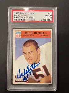 Tarjeta de novato Filadelfia 1966 firmada por Dick Butkus con Bears "HOF 79" PSA/DNA auténtica - Imagen 1 de 4