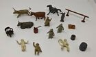 Old West Plastic Playset Vintage Lot of 17 Animals Cowboys More 1950s USA Made