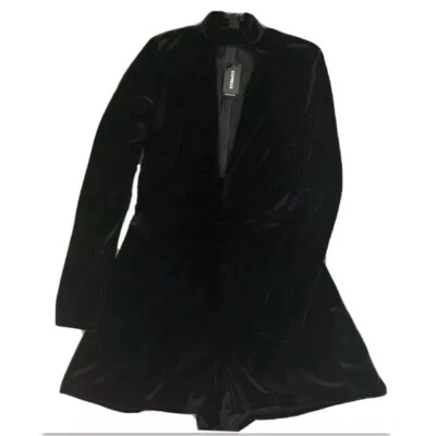 Nuevo con etiquetas Mameluco Express Terciopelo Cuello Simulado Corte Mangas Largas Negro Talla XS Foto 1 de 4
