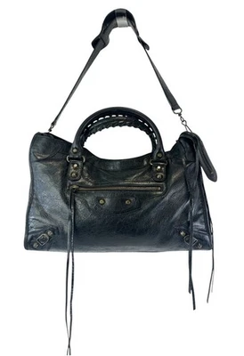 BALENCIAGA City Satchel Bag Giant 12 Hardware Medium Black Chevre Leather Unisex - Image 1 of 4