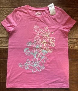 Oshkosh Girls T-Shirt | Pink | Bright Flowers | Size 12 - Picture 1 of 4