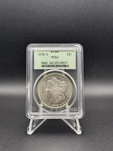 Dólar de plata Morgan 1878-S graduado graduación profesional MS 62 - SOPORTE VERDE ANTIGUO - Imagen 1 de 4
