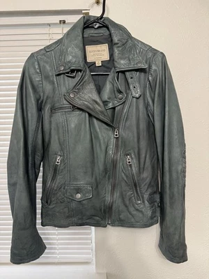 Lucky Brand Classic Leather Moto Jacket 100% Lambskin Leather! Jade/Green! Sz: S - Image 1 of 4