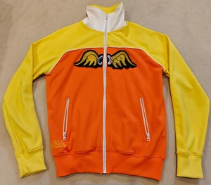 RARE 2000s Von Dutch Flying Eyeball Full Zip Up Track Jacket Orange Yellow - Picture 1 of 14