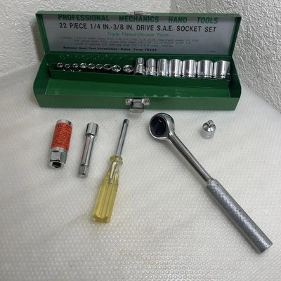 Ferramentas manuais mecânicas profissionais 22 peças 1/4" - 3/8" unidade conjunto de soquete SAE *** - Imagem 1 de 4