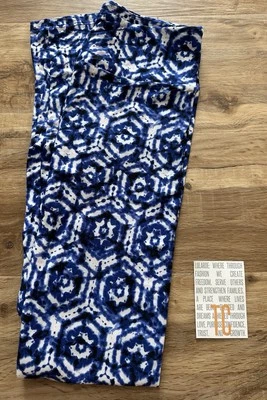 New Release LuLaRoe TC Tall & Curvy Leggings Beautiful Blue Tie Dye Print - Imagem 1 de 3