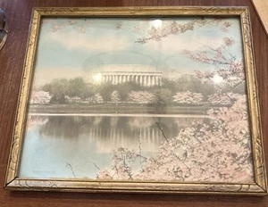 Lincoln Memorial 1922 handkolorierter Fotodruck Buckingham gerahmt 10 1/2" x 8 1/2" - Bild 1 von 4