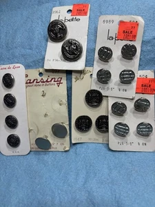 Stamped Silver Button Vintage Carded Lot Sewing Craft - Picture 1 of 4