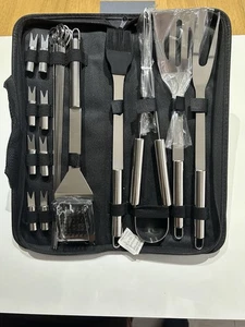 Stainless Steel BBQ Grill Tool Set Outdoor Utensil Cooking Cutlery Kit with Case - Picture 1 of 7