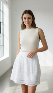 Ann Taylor Women's A-Line Skirt White Petite Size 10P - Picture 1 of 8