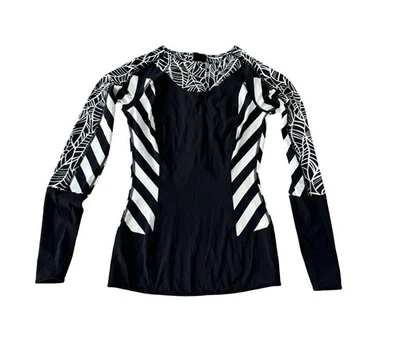 Женская защита от сыпи Lululemon Shanti Surf размер 4 черная белая с цветочным узором на молнии UPF 50+ - Изображение 1 из 4