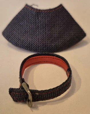 Barbie Busy Gal #981 Vintage Años 60 Original Azul Marino Denim CINTURÓN Y VISERA SOMBRERO Foto 1 de 4