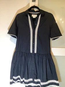 Kate Spade Broome Street Shirtkleid mit Spitzeneinsatz schwarz Drop Waist Größe XS - Bild 1 von 4