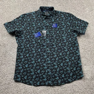 APT 9 Shirt Men Large Black Button Up Floral Flex Performance Untucked Outdoors - Picture 1 of 15