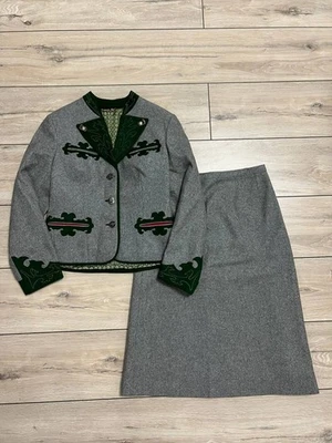 Mujeres Trachten Loden National Austria Oktoberfest 2 Piezas Traje Blazer 32 pulgadas Falda Foto 1 de 4