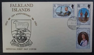 1983 Falkland Islands Administration Anniv FDC ties 3 Stamps cd Port Stanley - Picture 1 of 4