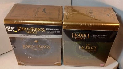 The Lord of the Rings Trilogy 4K (U.S) + Hobbit Trilogy 4K Steelbooks (U.K)-NEW - Image 1 of 4