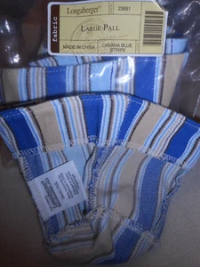 TWO NEW LONGABERGER LARGE AND SMALL LINER FOR PAIL BASKET CABABA BLUE STRIPE - Picture 1 of 1