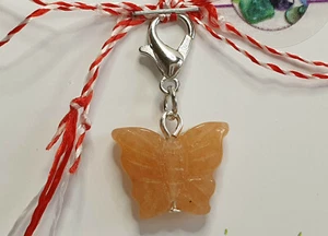 Martisor, Charm, colgante de piedras preciosas Aventurina mariposa roja, hecho a mano - Imagen 1 de 4