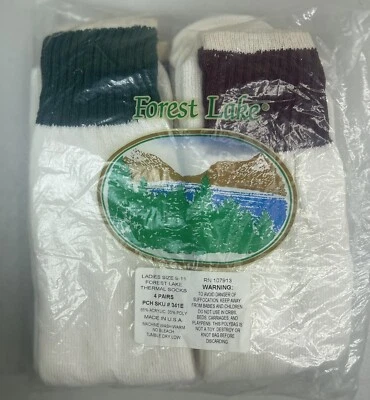 Calcetines De Colección 4 Pares/Colores Forest Lake Térmico Acrílico Años 80 70 EE. UU. Talla 9-11 Nuevo de Lote Antiguo Foto 1 de 4