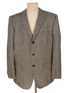 Barbour Mens Taupe Wool Norfolk Shooting Tweed Blazer Jacket Size 114 (XXXL) - Picture 1 of 13