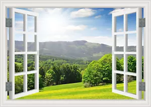 Fake Window Wall Sticker - Landscape Faux Window Wall Mural for Wall Decor, Stic - Picture 1 of 12