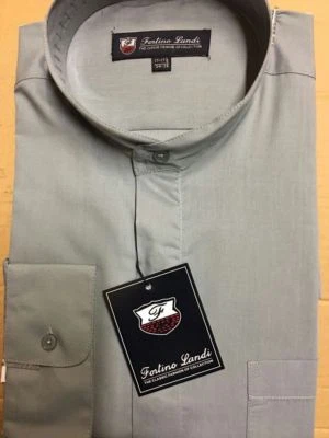 Camisa de vestir para hombre con cuello mandarín (cuello con bandas) de Fotino Landi Style SG01 Foto 1 de 4