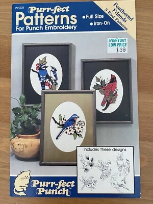 Vtg Purr-fect Punch 1989 Feathered Friends 5 Bird Pattern Set Punch Embroidery - Image 1 of 4