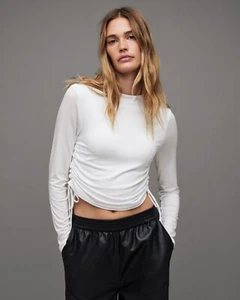 Camiseta All Saints Mujer Manga Larga Ajustable Beta Óptica Blanca Cordón - Imagen 1 de 6
