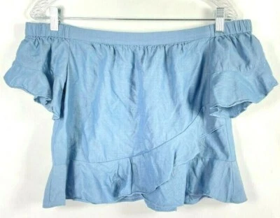 Blusa azul con volantes BCBG Max Azria para mujer talla XS. Foto 1 de 4