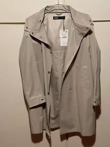 Zara Women's Raincoat with Hood Size S Beige Brand New - Picture 1 of 9