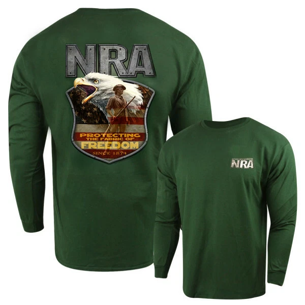 NRA Protecting Freedom Long Sleeve Crew Shirt - Forest Green - Men's Large - NEW - Image 1 of 1