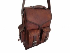 Mens Genuine Leather Vintage Laptop Backpack Rucksack Messenger Bag Satchel NEW