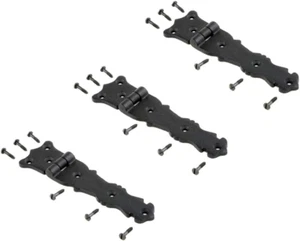 Black Wrought Iron Shed Door Hinge 5.5 in Antique Fleur De Lis Style Decorative - Picture 1 of 9