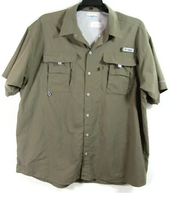 Camisa Columbia PFG Para Hombre Talla XL Marrón Botón Delantero Mangas Cortas Traseras Ventiladas Foto 1 de 4
