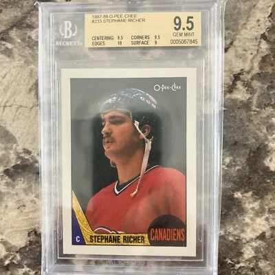 1987-88 O-Pee-Chee OPC #233 Stephane RICHER BGS 9.5 Rookie RC! - Image 1 of 4